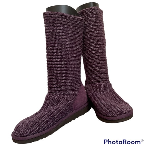 UGG Shoes - Uggs Womens Purple Knit Boots Size 5 S/N5649